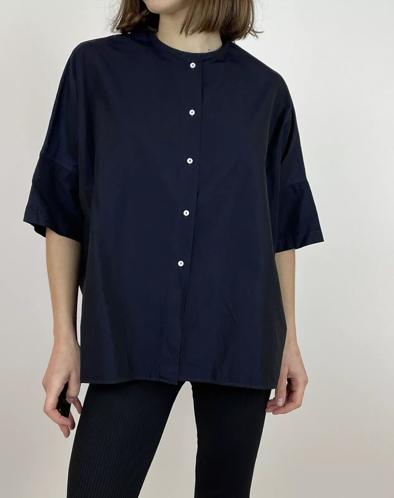 DDP ASCIARI Cotton Button-Up Shirt Top Blue Size 1
