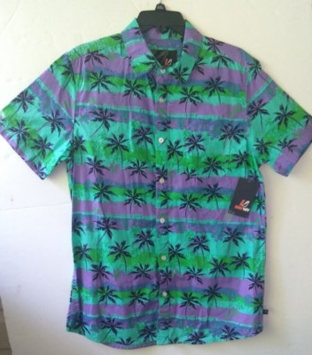 New Amplify Hawaiian Young Mens Shirt Sz M Button Front Short Sleeve Cotton NWT
