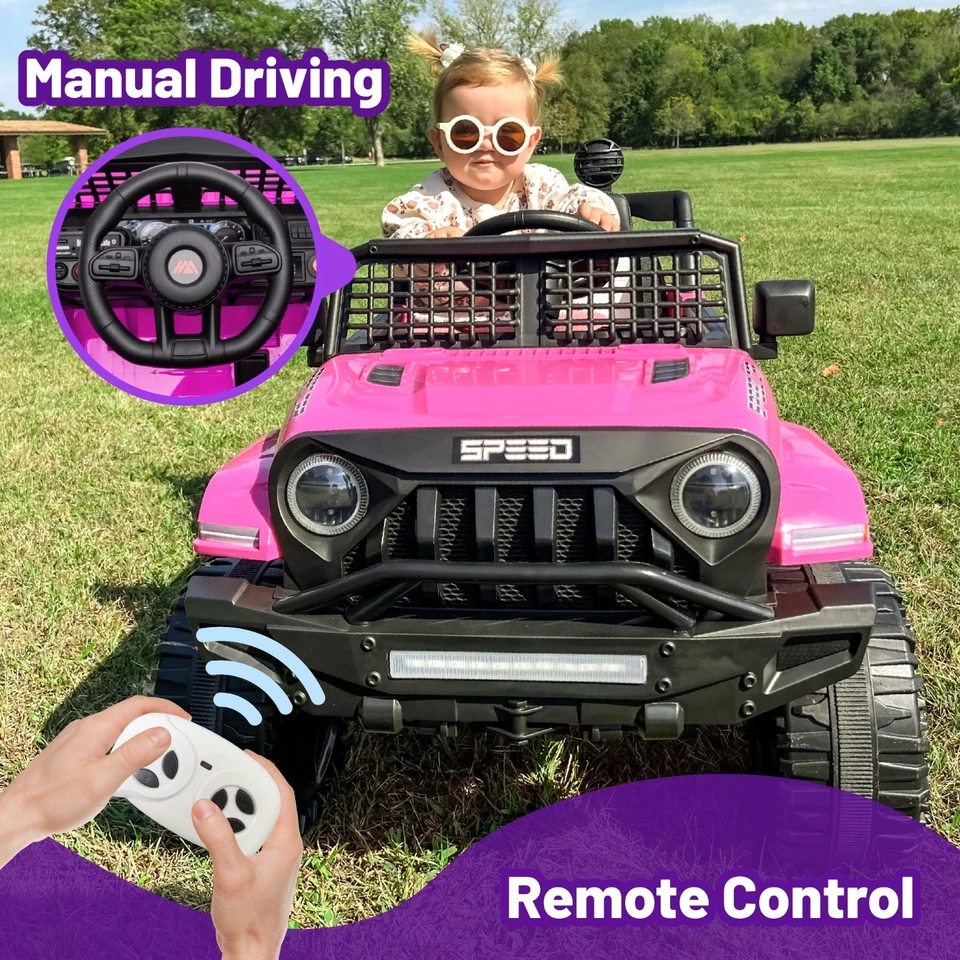 Rueda eléctrica de coche eléctrico de juguete para niños de 12 V Jeep con control remoto LED Foto 2 de 4