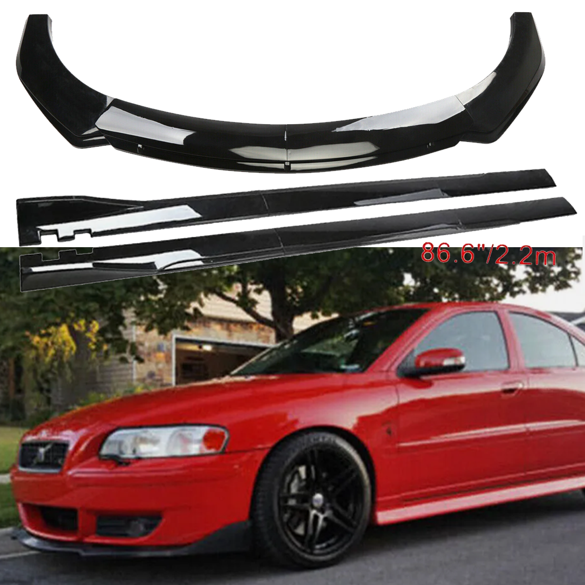 Glossy Black Front Bumper Lip Splitter Spoiler for Volvo S40 S60 S70 S80