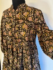 MILLE Resort & Travel SHORT SWING LOLA DRESS Medium BLACK Rose WhimsyGoth Emo