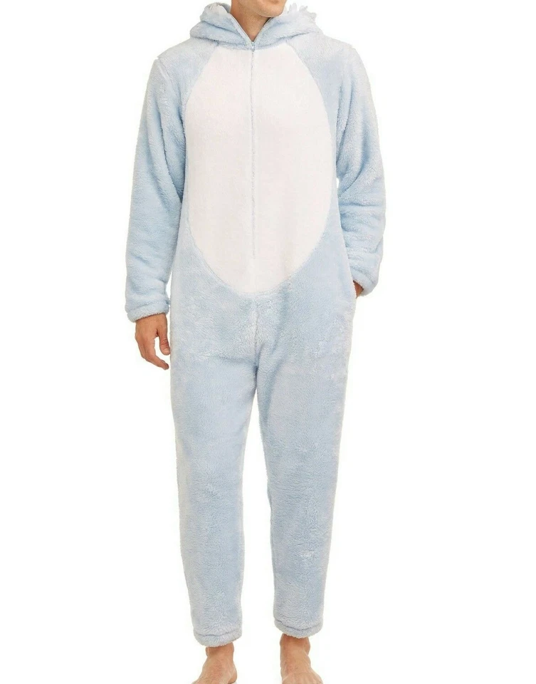 Abominable Snowman Yeti Hooded Pajama Christmas Costume Union Suit Mens M-Large - Image 2 of 4