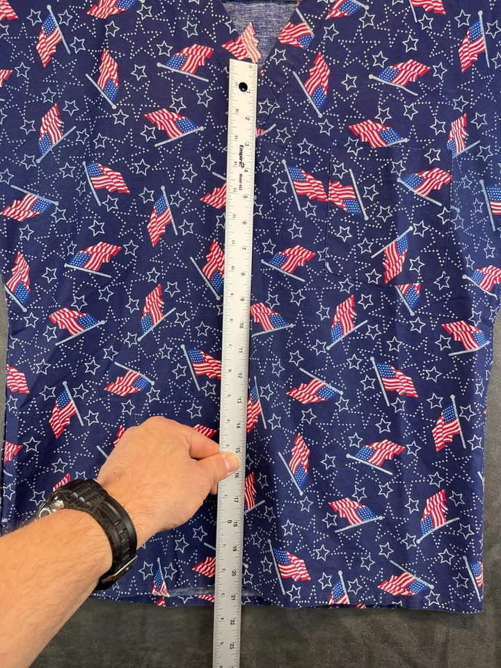 Tafford American Flag Scrub Top - Made in USA - Small (394) - Image 2 of 4