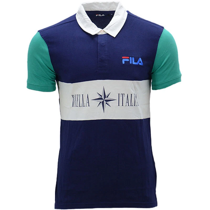 FILA Mens Polo Shirt Short Sleeve Summer Casual Tee Cotton Jersey