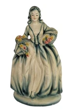 Antique Rare Unique Lady Figurine Possibly Paper Mache Italy Flower Basket Woman