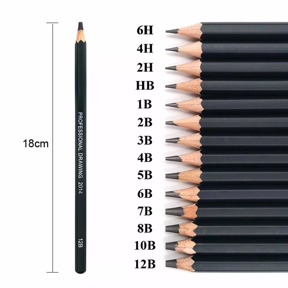 1B HB 2B 6H 4H 2H 3B Drawing Pencil Set Professional Sketch