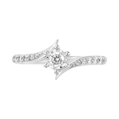 Modischer Damenring 1/4 ctw natürlicher Diamant Bypass Stil Ring in 10 Karat Gold