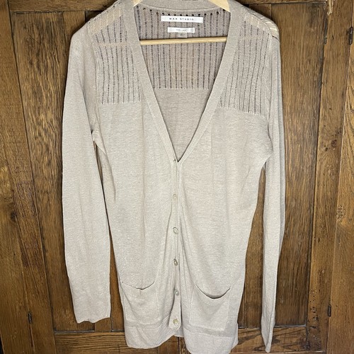 Max Studio Linen Cardigan L Vneck Lightweight Tan