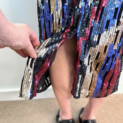 Marina Rinaldi Size 16 XL 23 Black Blue Red Sequin Midi Sheath Dress NWT Designe - Picture 12 of 22