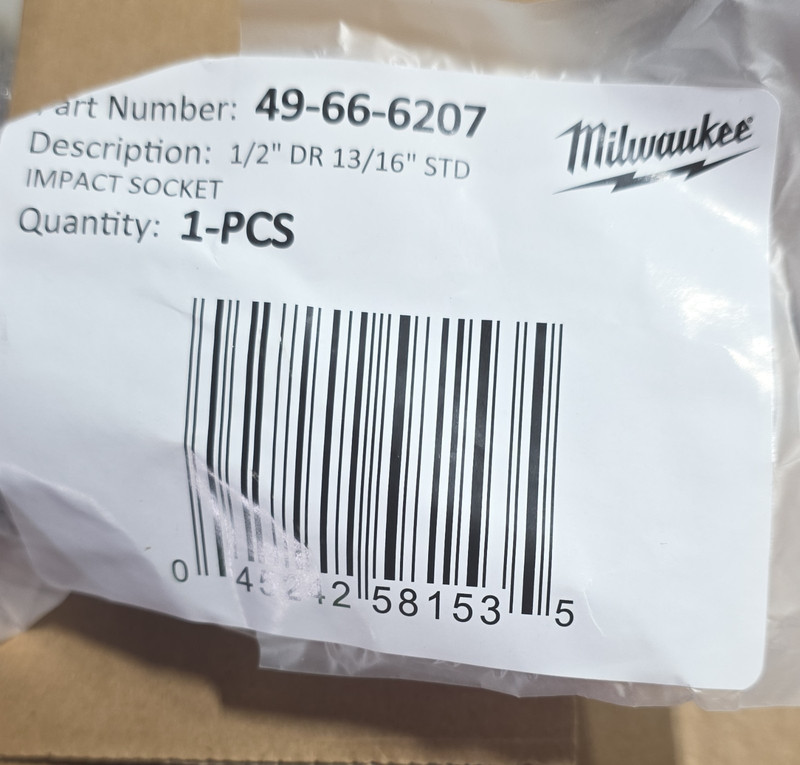 Milwaukee Impact Socket 13/16" 1/2" Drive Standard 49-66-6207