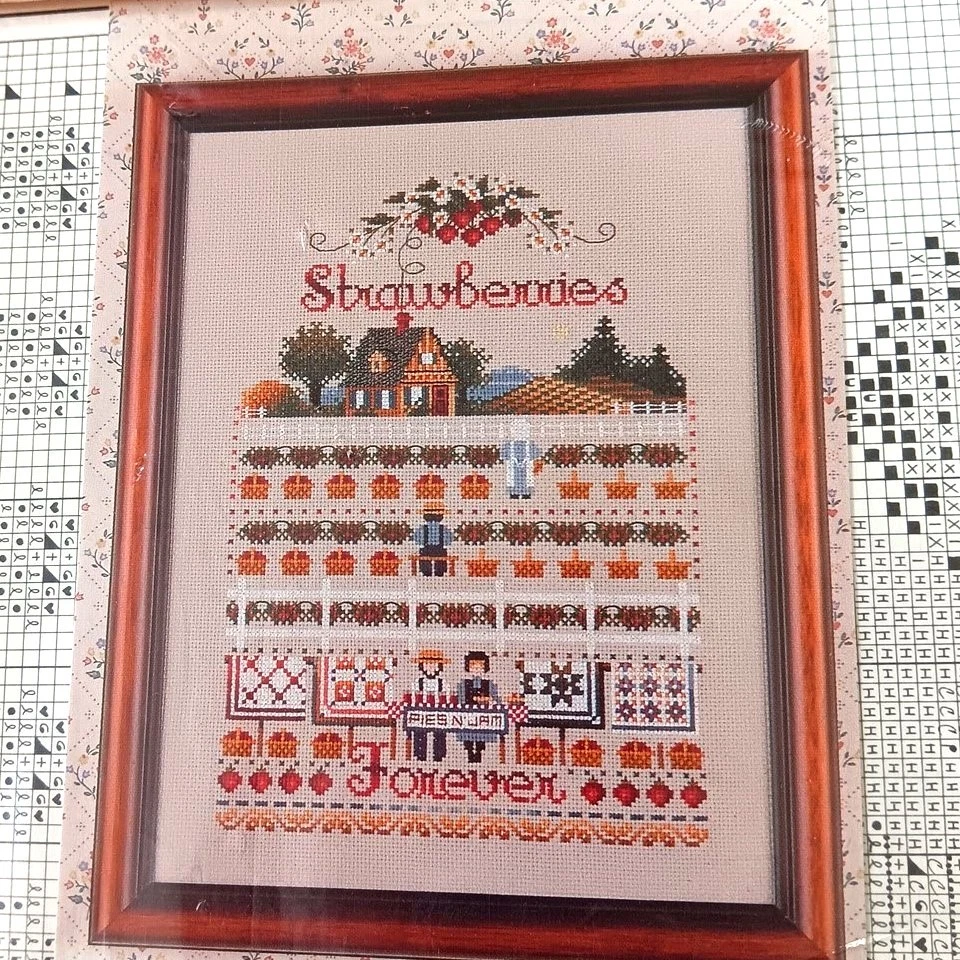 Told In A Garden Strawberries Forever Cross Stitch Chart Pattern Vtg - Image 2 of 3