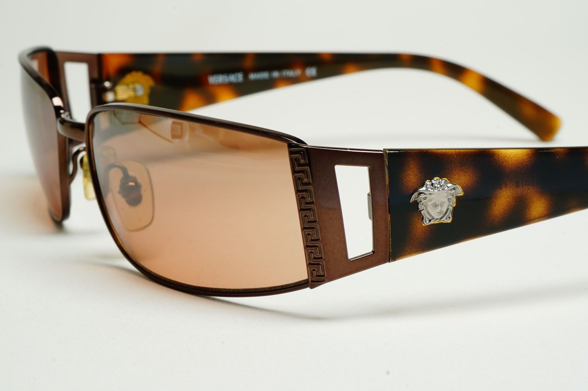 Versace Sunglasses 2003 Vintage Rectangle Brown Mirror MOD 