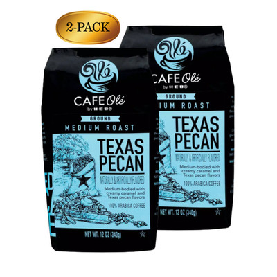 HEB Cafe Ole Texas Pecan Ground Coffee 12 oz (2-Pack) Medium Roast Nutty NEW
