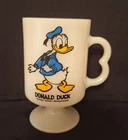 Vintage Donald Duck Coffee Mug Pedestal Cup Walt Disney USA Milk Glass 1970s
