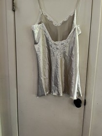 Vintage Lace Edwardian Champagne Satin Boudoir Silky Chemise Slip XL