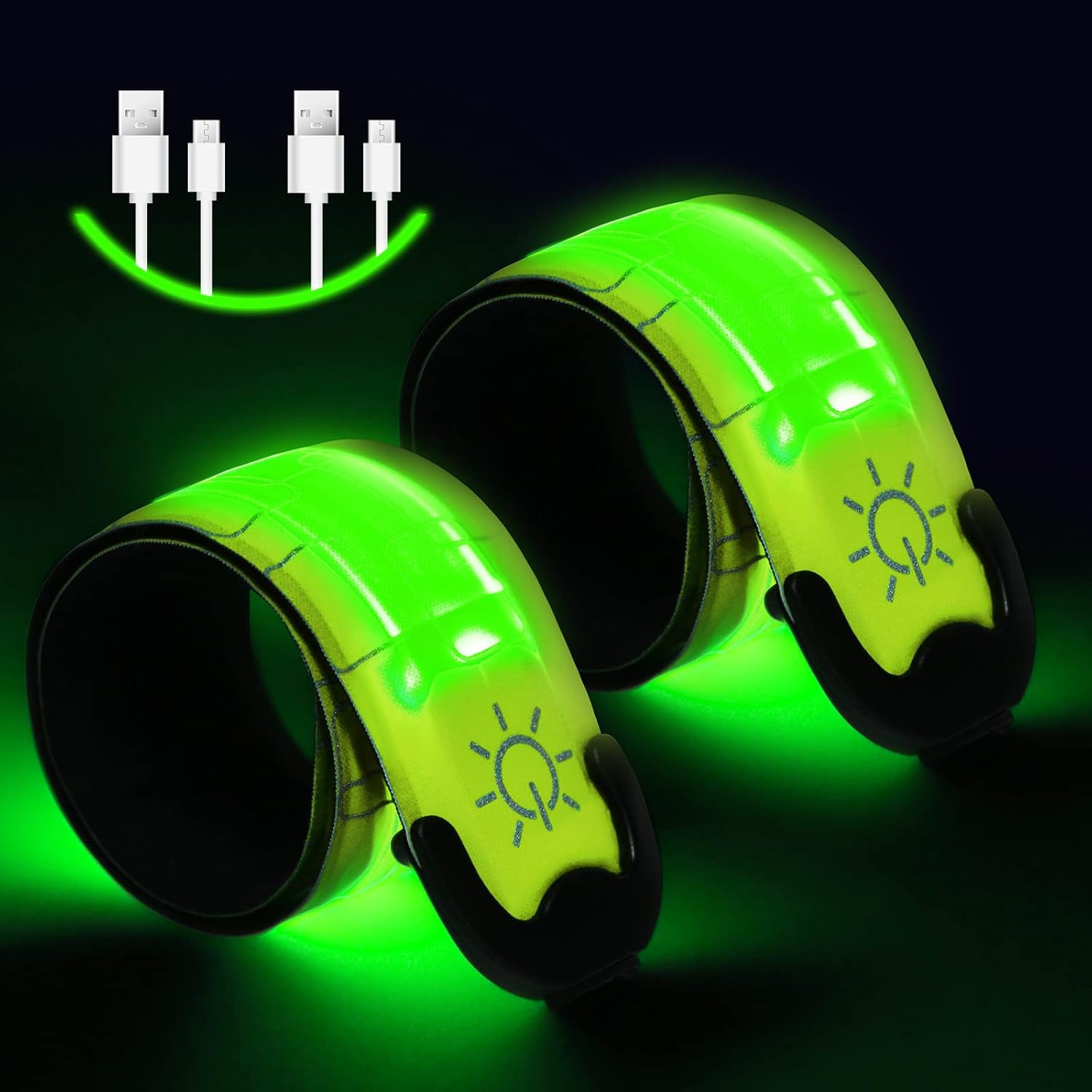LED Armband Rechargeable(2 Pack), High Visibility Reflective Running Gear, Runni