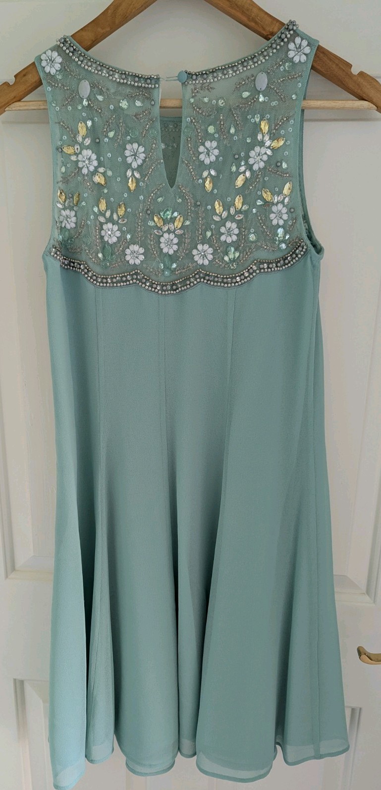 Beautiful Monsoon turquoise / aqua beaded occasion dress, size UK 8, worn once image 5