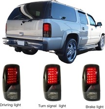 For 2000-2006 Chevy Suburban Tahoe Gmc Yukon Black Smoke Led Tube Tail Lights