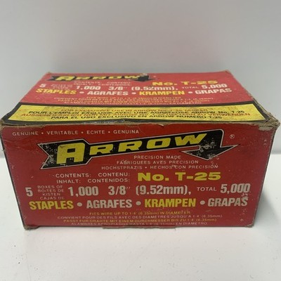 Arrow No. T-25 3/8 (9.25mm) Stainless Steel Staples - Fits Wire Up To 1/4 Inch