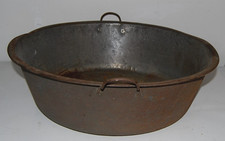 Antique Primitive Large 19" Metal Washtub Wash Basin Farmhouse Decor  w/ Handles