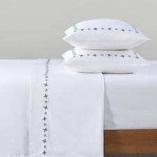 Luxurious 100 Cotton King Size White Embroidered Bedding with Deep Pockets