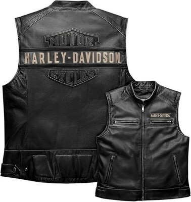 Harley Davidson's Vest Men s Passing Link Motorcycle Real Leather Cow Biker