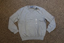 New Polo Ralph Lauren Men's Pima Cotton V-Neck Knit Sweater - Size XL - Gray