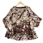 Et Al Blouse Womens One Size Brown Linen Silk Kimono Sleeve Oversized 55903