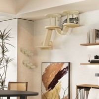 Pawhut Katzen Kletterwand Set, 3-Teilig KatzenmöBel Mit Kratzbaum, Sitzstangen