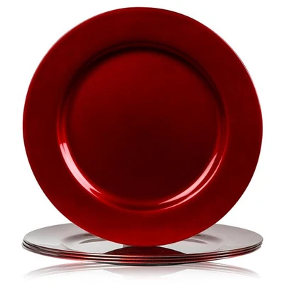 Red Charger Plates 33cm, Set of 4 Christmas Table Chargers Under Plate Decor - Image 1 of 4