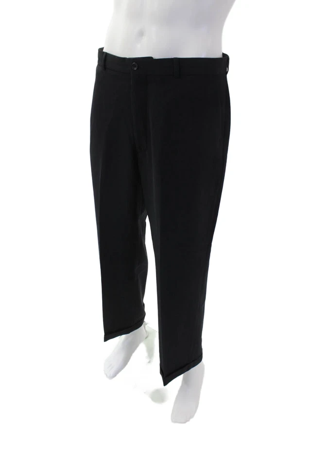 Armani Collezioni Mens Cuffed Straight Leg Dress Pants Black Wool Size 34 - Image 2 of 4