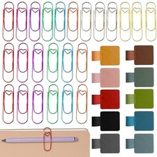 24PCS Pen Clip, Pen Clip for Notebook, Comes with 10PCS PU Leather Brush Pot,