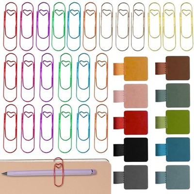 24PCS Pen Clip, Pen Clip for Notebook, Comes with 10PCS PU Leather Brush Pot, 