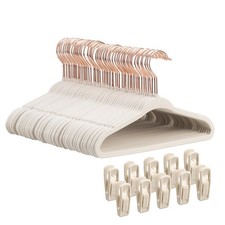 50 PCS Baby Closet Velvet NonSlip Hangers With 10 Clips Beige 11 Inch