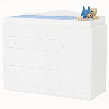 Changing Table with 4 Drawers and Open Storage Space, Drawer Changing Table