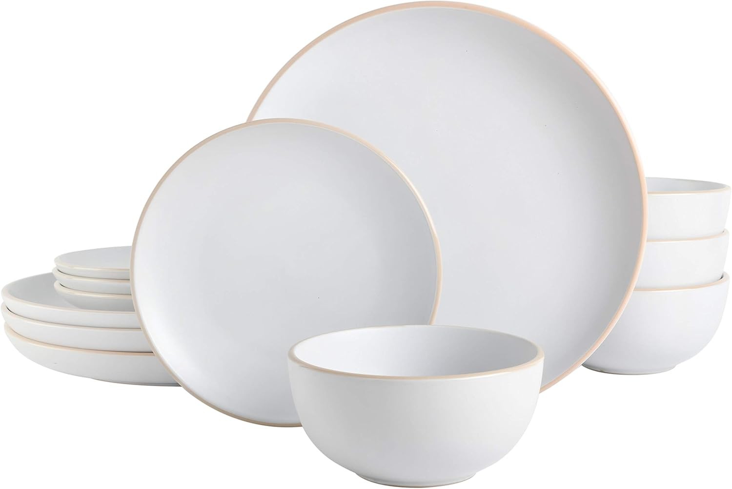 Gibson Home Rockaway 12-Piece Round Stoneware Dinnerware Set, Service for 4 &ndash; 