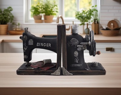 Vintage Singer Nähmaschine Buchstützen Küche Aufbewahrung Retro Büro Neu & Originalverpackt