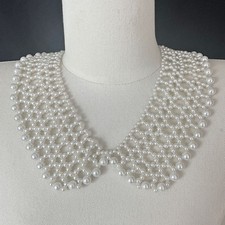 1xBeaded Faux Pearl Fake Collar Retro Handmade Clothing Accessories False Collar