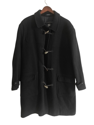 VTG Burberrys Men's Wool 90s Duffle Coat Blue Nova Check Navy Blue