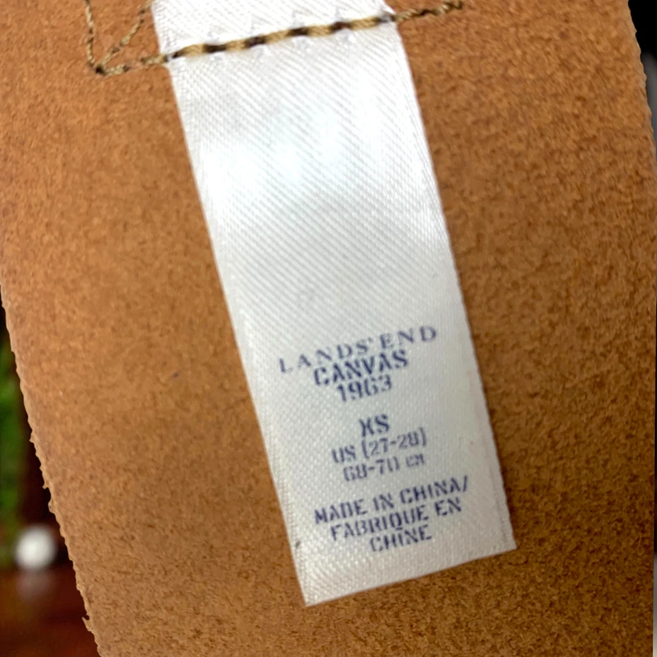 Vintage Y2K Lands' End Sz XS Leather & Canvas Wide Waist Cinch Safari Belt READ - Image 4 of 4