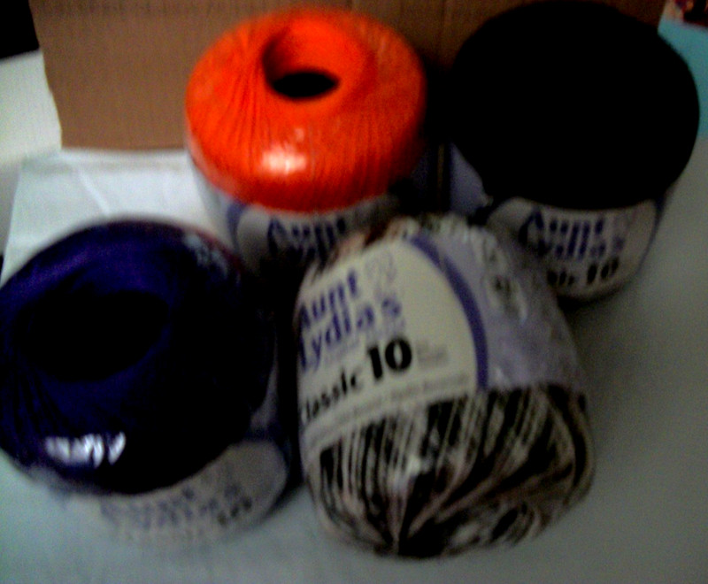 Aunt Lydia's Classic Cotton Crochet Thread Size 10~Lot Of 4~Halloween Mix