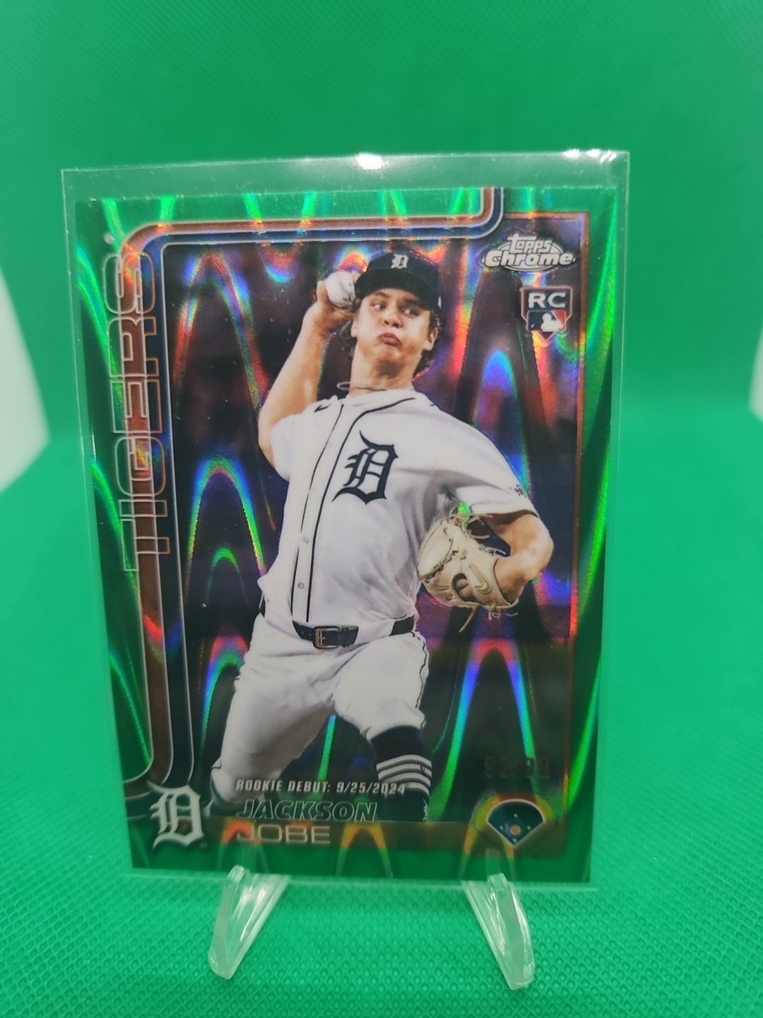 2025 Topps Chrome - Jackson Jobe #249 Green RayWave Refractor /99 (RC)