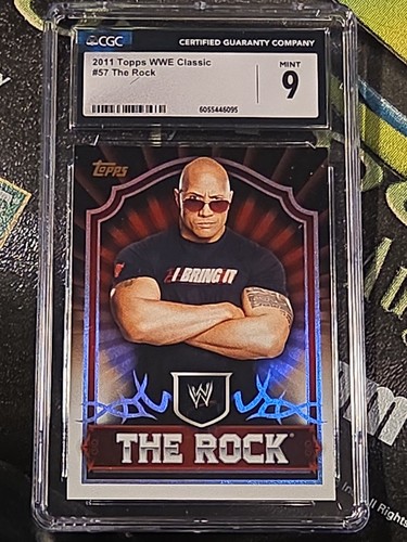 2011 Topps WWE Classic #57 The Rock CGC 9 MINT Dwayne Johnson Austin WWF Card