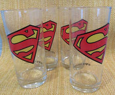 SET OF 4 NEW SUPERMAN DC NINE OUNCE DRINKING GLASSES TUMBLERS