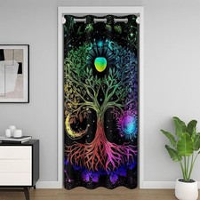 Colorful Tree Door Curtain for Doorway Privacy 42"x80" Tree Branches Pattern ...
