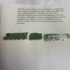 GNR A1 Class 4472 FLYING SCOTSMAN’ 3 Pin Badge Set. Engine, Tender And Carriage.