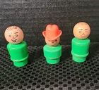 Vintage FISHER PRICE LITTLE PEOPLE Wood Body & Wooden Head Lot of 3 D14