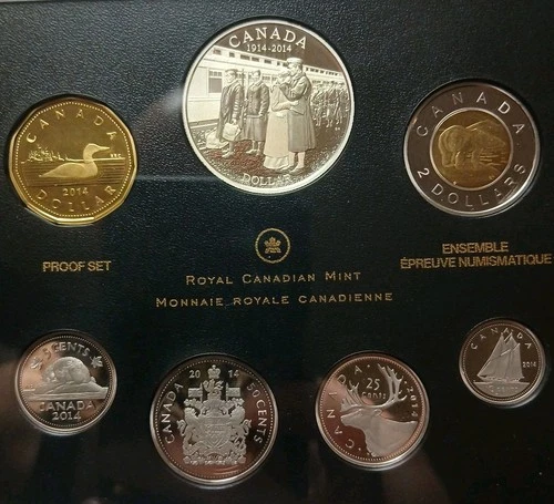 2014 CANADA SILVER DOLLAR PROOF SET DECLARATION OF THE FIRST WORLD WAR( READ)