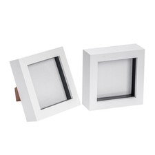 2x 3D Box Photo Frames Standing Hanging Craft Shadow Picture Frame 4 x 4" White