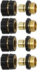 Twinkle Star 3/4 Inch Garden Hose Fitting Quick Connector Male and Female Set, 4